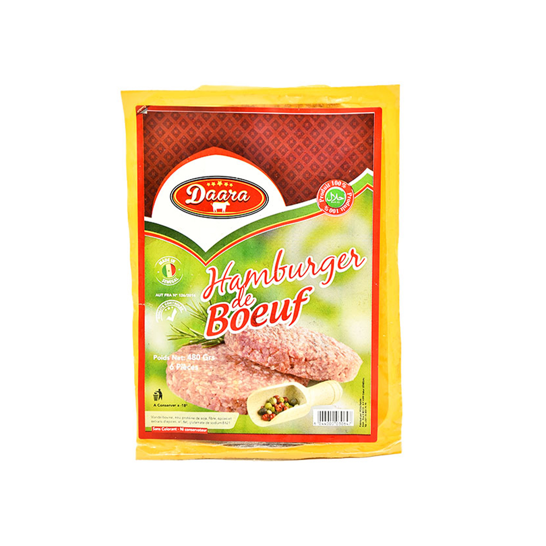 Hamburger Daara Surgelé Sachet 6 Pcs 480G